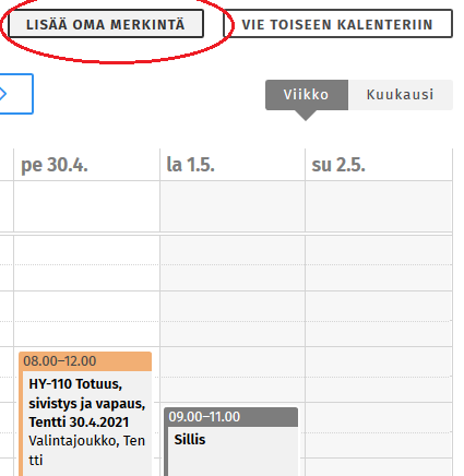 Kuvakaappaus Sisun käyttöliittymästä.