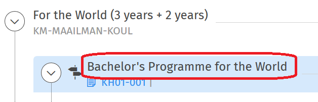 Screenshot: editing study plan in Sisu