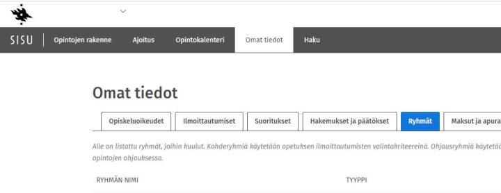 Kuvakaappaus Sisusta: omat ryhmät