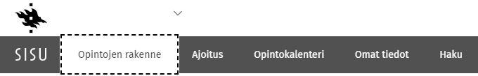 Kuvakaappaus Sisusta: Opintojen rakenne -painike Sisun yläpalkissa