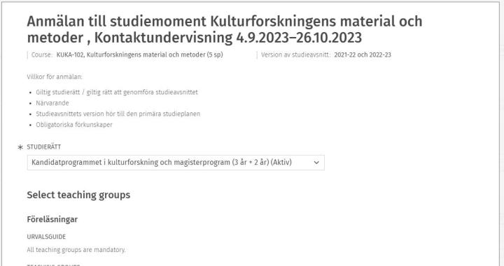 Skärmdump av villkoren i anmälningsfönstret.