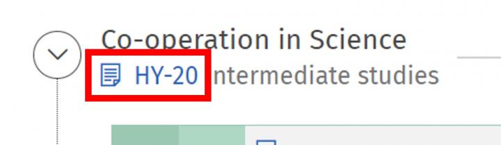 Screenshot of a module in the study plan.