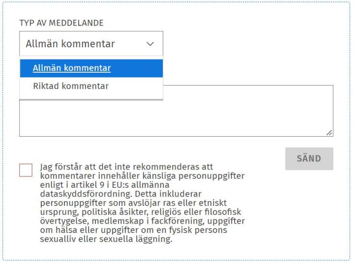 Skärmbild: kommentar i Sisu