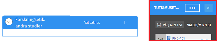 Skärmdump: urvalshjälparen
