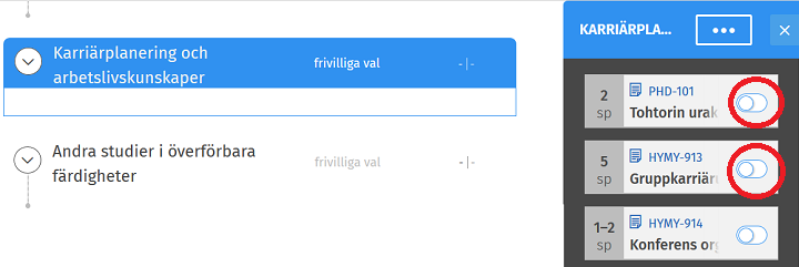 Skärmdump: frivilliga val