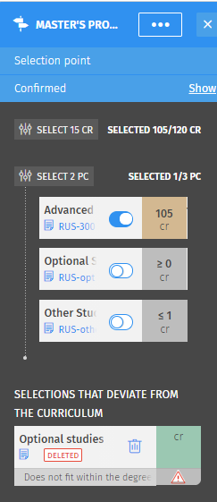 Screenshot from Sisu's selection assistant.