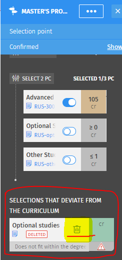 Screenshot from Sisu's selection assistant.