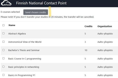 The image illustrates how to send selected study records to the Emrex service.