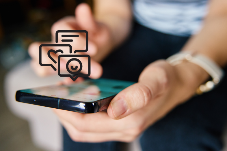 Hands holding a smartphone.