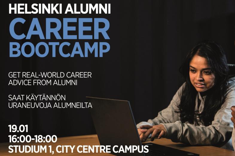 Helsinki Alumni Career Bootcampin mainosjuliste.
