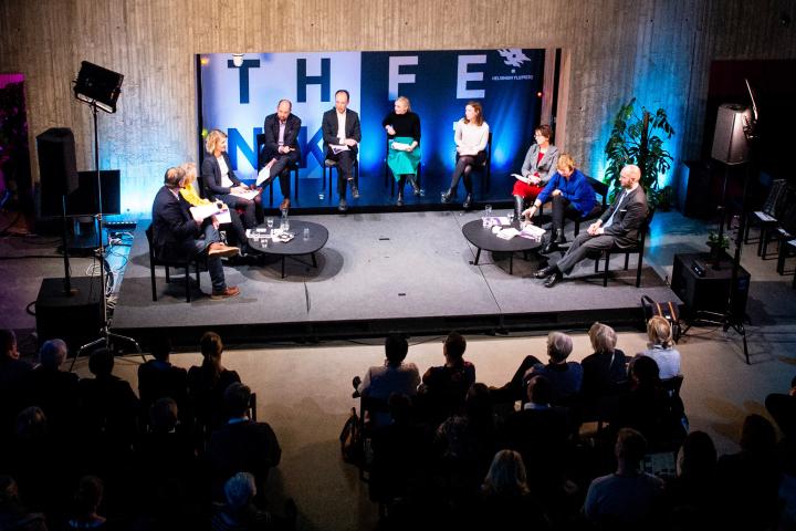 Thinkfest presenter and audience in the Think Corner.