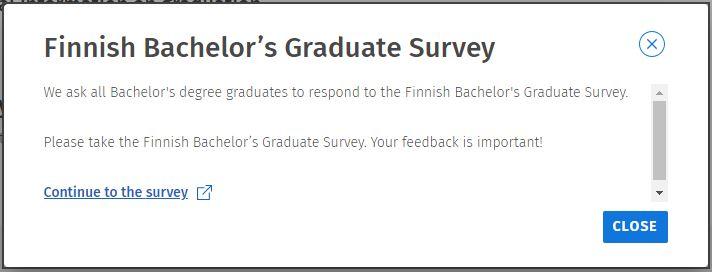 Screen capture of the window containing a link to the survey.