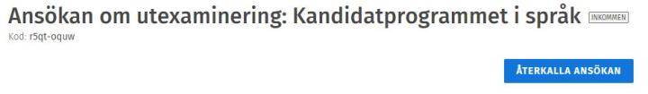 Skärmdump av ansökan om utexaminering.