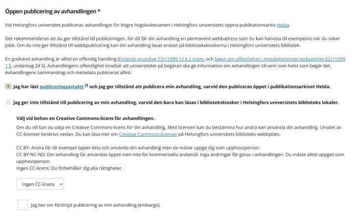 Ge din avhandling ett öppet publiceringstillstånd.
