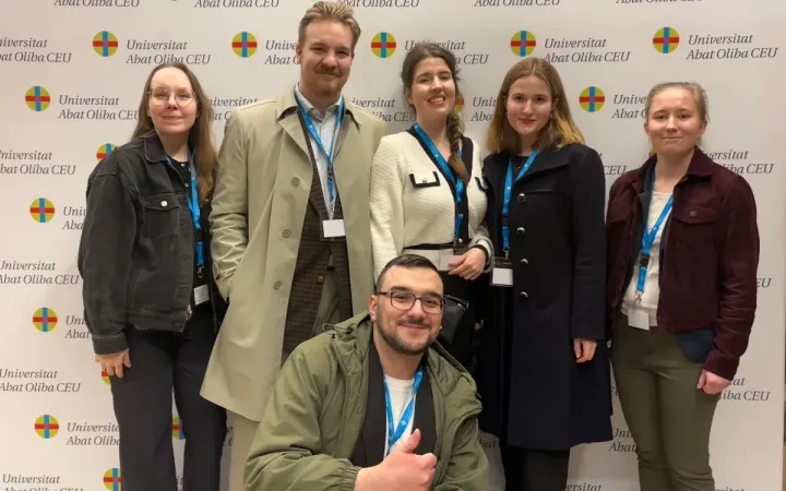 Helsingin yliopiston joukkue paikan päällä Barcelonan aluefinaalissa ELMC-kilpailussa. 