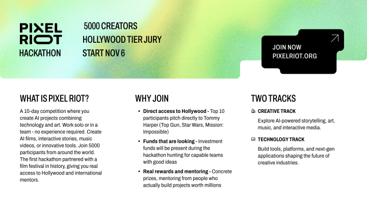 PixelRiot-tapahtuman flyer.